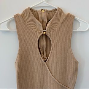 Bebe Keyhole Petite Dress Beige/Tan